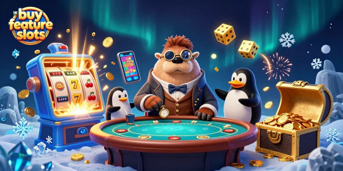 Experience thrilling buy feature slots in a vibrant underwater setting with engaging characters.