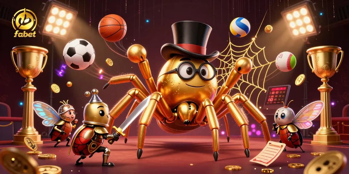 Engage with fabet's dynamic sports betting scene featuring a golden tarantula and beetle knight.