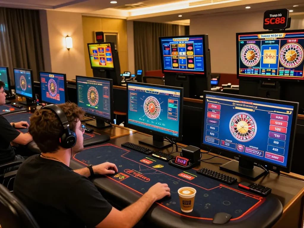Engaging online casino gaming experience at Trang chủ SC88 with multiple screens showing exciting games