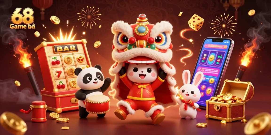 Immerse in the thrill of 68 Game bài with this vibrant casino-themed illustration showcasing winning moments.