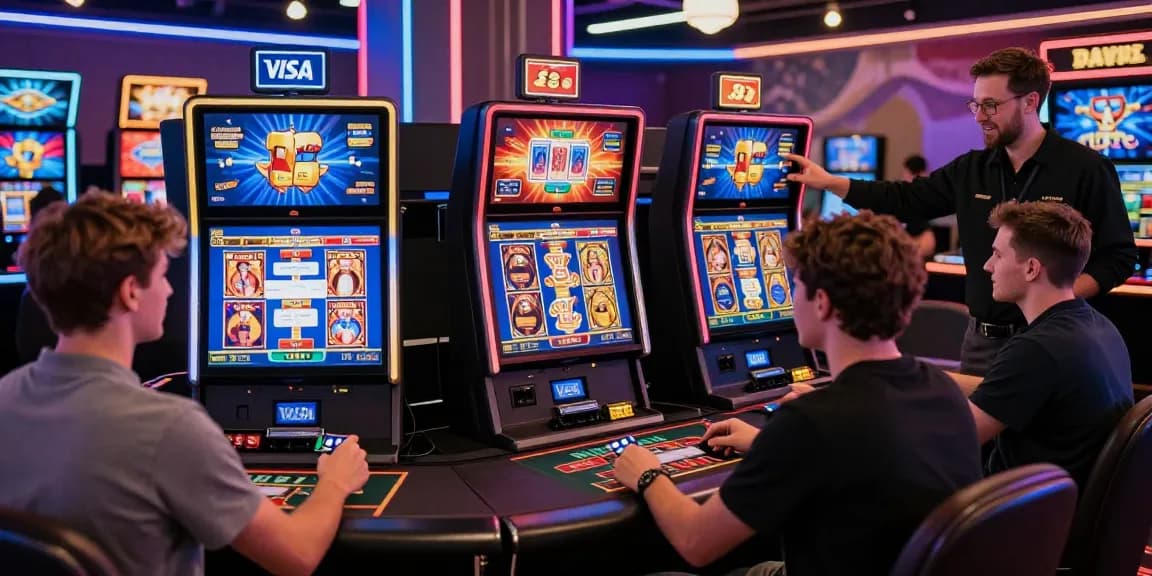 Players engaging at credit card casinos like https://scoarch.org.uk, showcasing Visa and Mastercard transactions in a vibrant gaming atmosphere.
