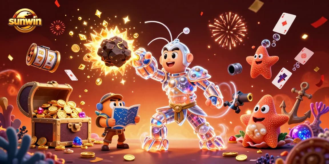 Engage with sunwin's thrilling casino adventure featuring vibrant slot reels and shimmering treasures.
