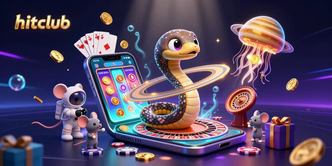 Engage with hitclub’s thrilling cosmic casino scene featuring a Saturn ring snake and astronaut mice.