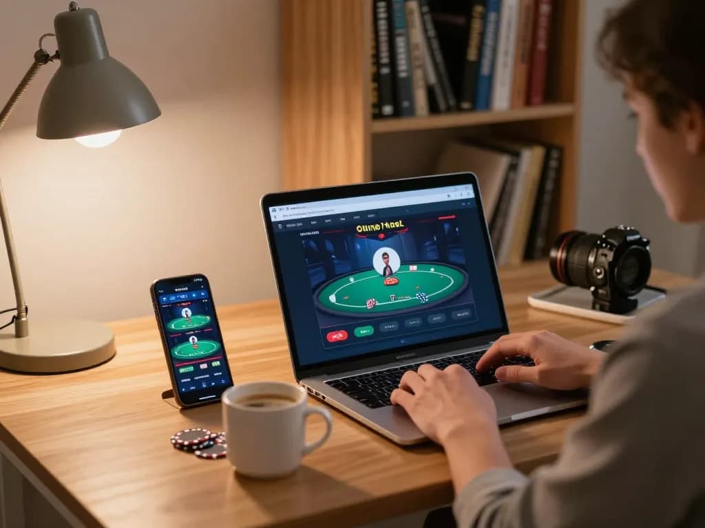 Experience online poker strategies at vin88az in a modern home office setting