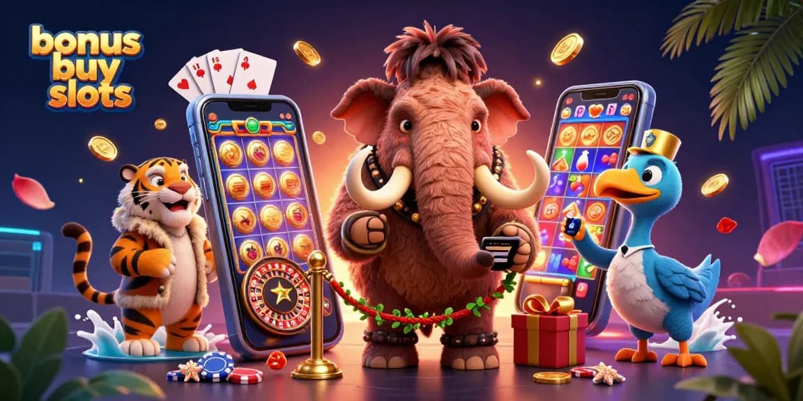 Experience thrilling bonus buy slots with a vibrant 3D illustration showcasing adventure.