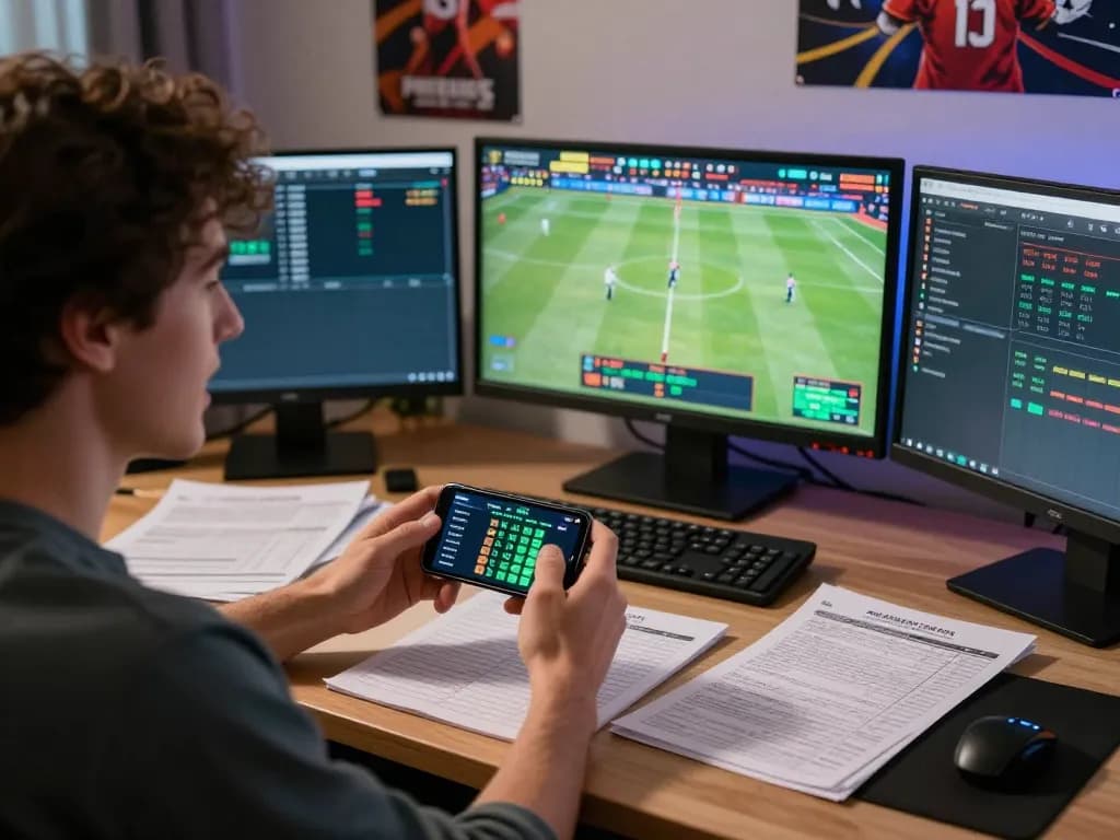Check live sports betting odds with latest ผลบอล updates displayed on the screen.