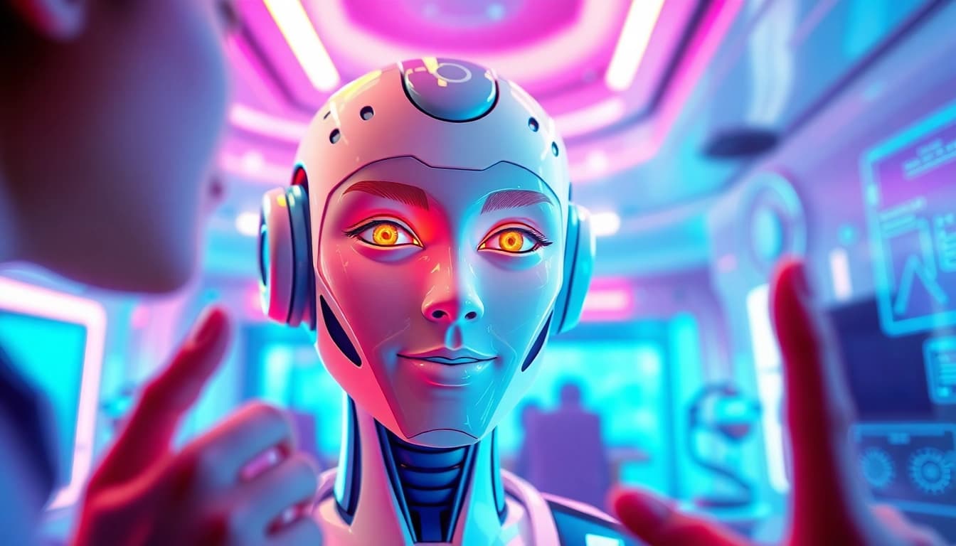 Immersive scene of a digital AI character in an engaging sex ai chat interaction.