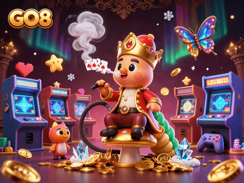 Experience GO8's vibrant casino atmosphere with a hookah-master and retro arcade elements!