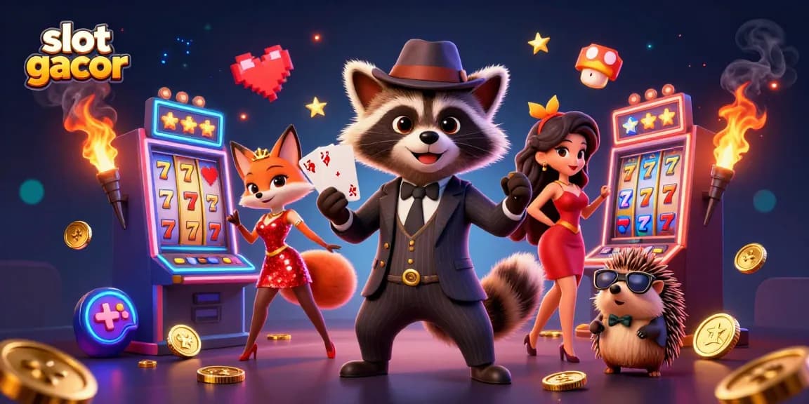 Experience big wins with slot gacor in this vibrant casino scene featuring dynamic game elements.