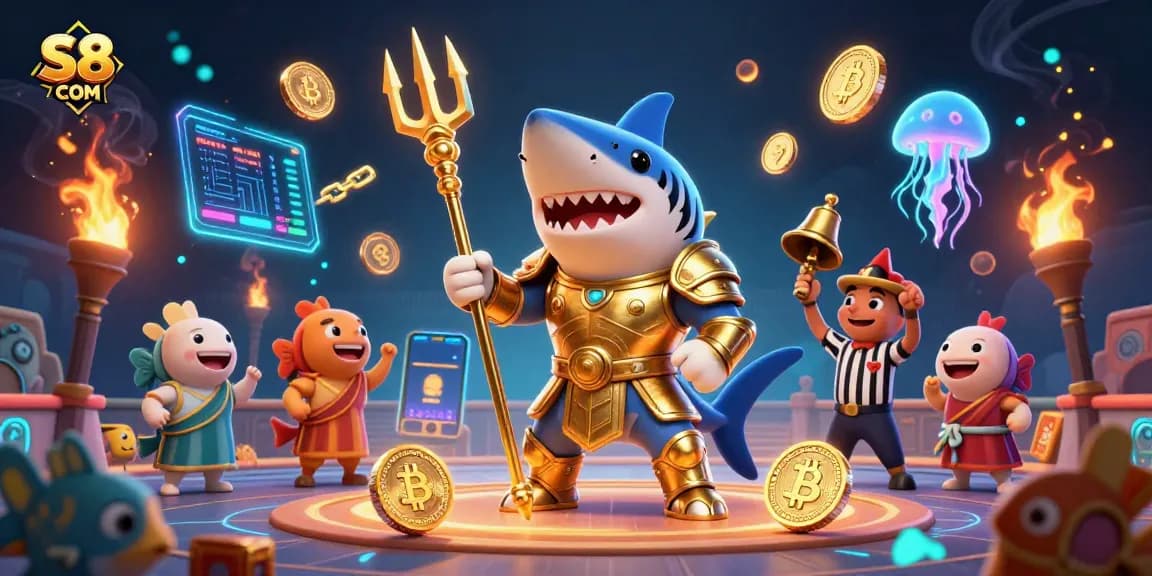 Experience thrilling moments with S8 COM as the golden shark triumphs in underwater games.