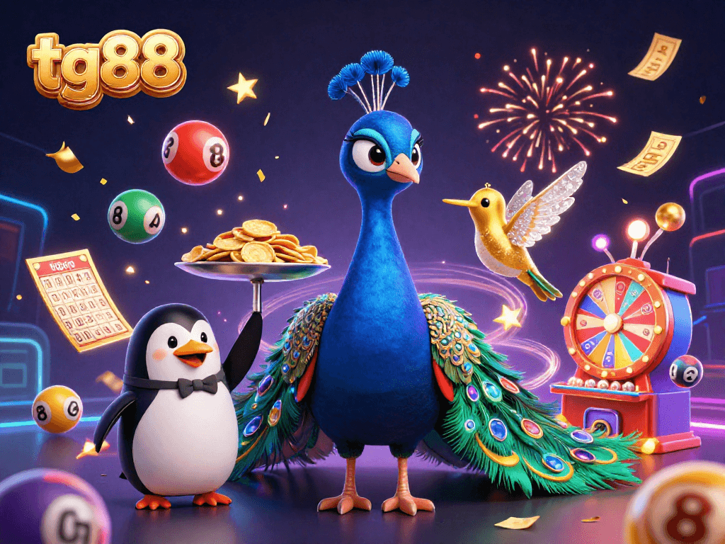 Engage with tg88's vibrant lottery adventure filled with colorful balls, prizes, and celebration.