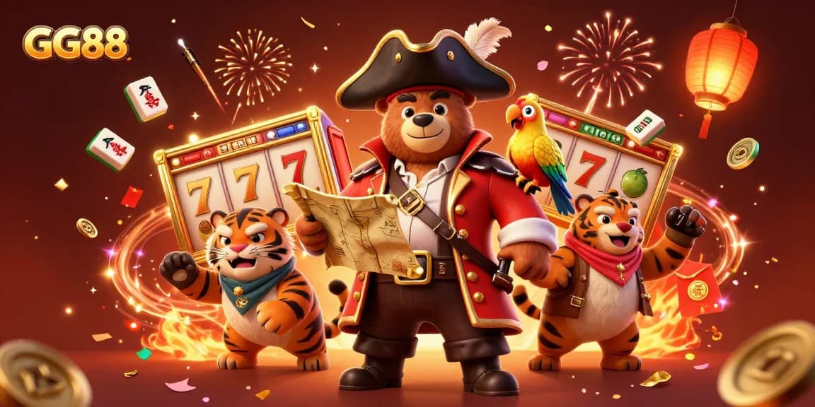 Experience thrilling slots and jackpots at GG88 with vibrant characters and festive elements in a dynamic casino scene.
