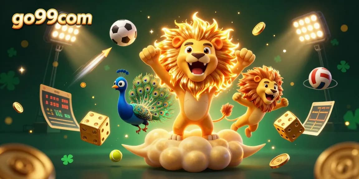 Go99com celebrates winning energy with a vibrant casino-themed digital illustration.