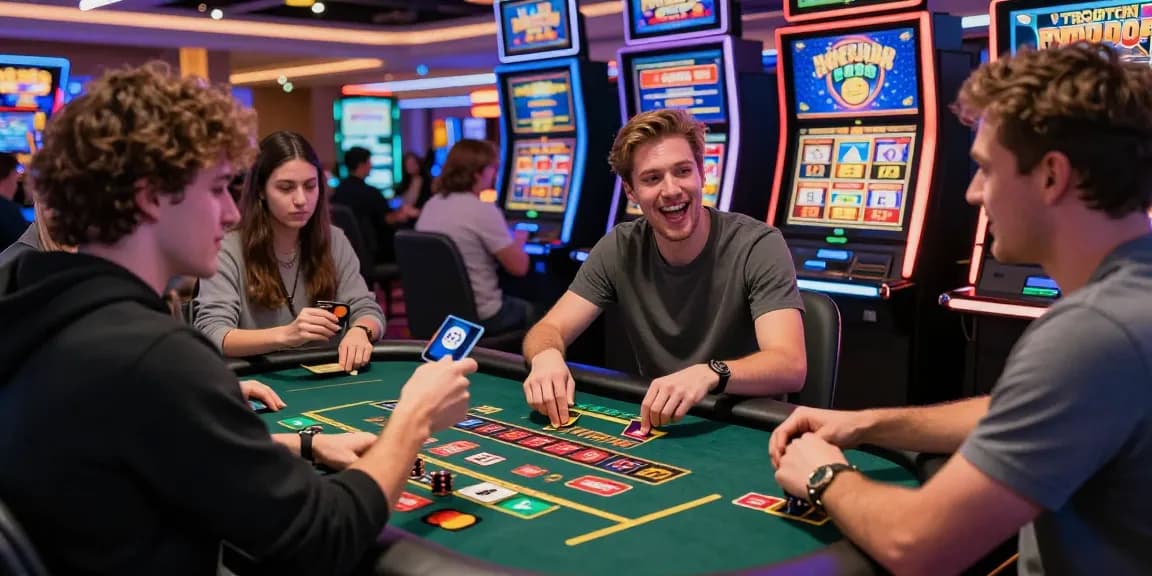 Scene showcasing players at the best credit card casinos highlighting https://gdsap.org.uk, vibrant gaming atmosphere with Mastercard and Visa transactions.