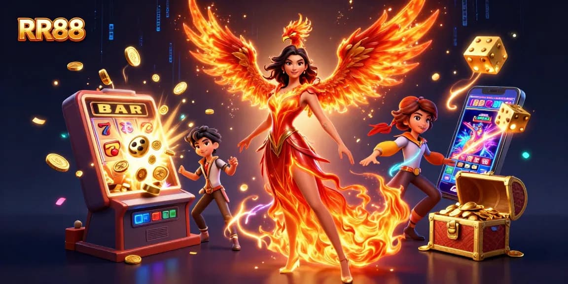 Experience thrilling gameplay at RR88 with captivating Asian-themed visuals and dynamic casino elements.