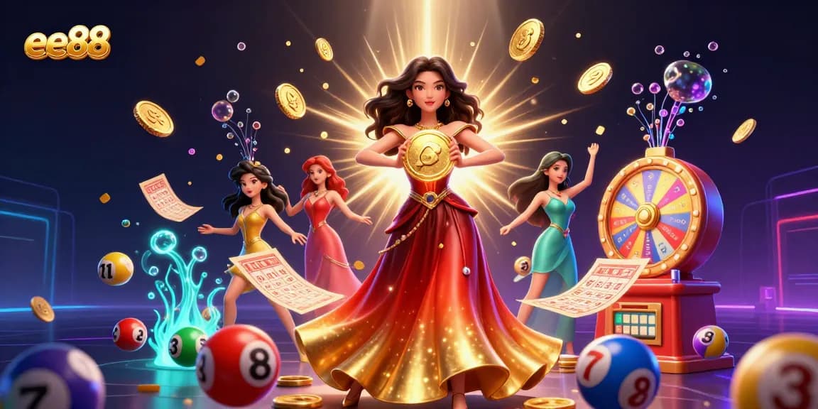 Experience ee88 casino excitement with golden coins and vibrant gaming elements in a dynamic 3D illustration.