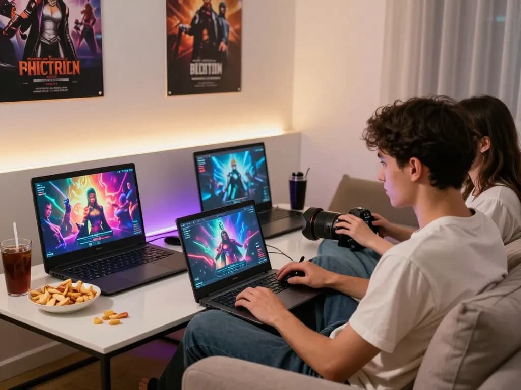 Engaged players enjoying interactive porn games in a vibrant gaming lounge.