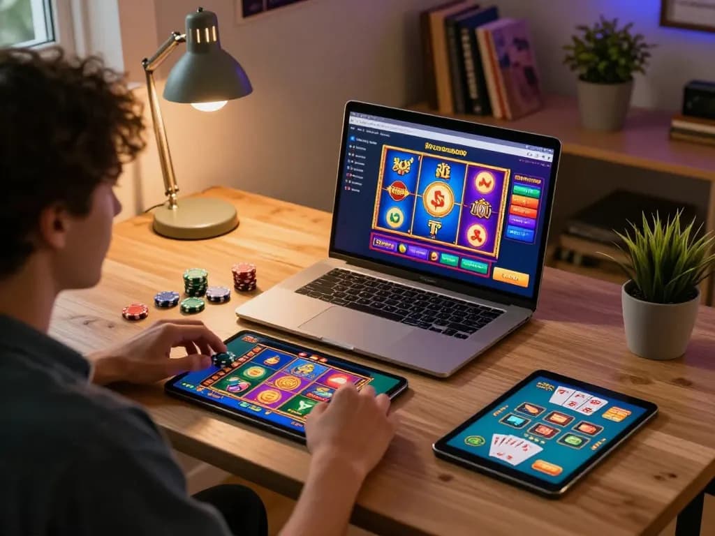 Enjoying a dynamic gaming session at fly8800 online casino with colorful slot games and cards.