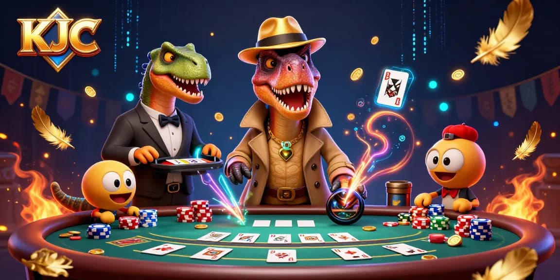 KJC offers an exciting poker experience with a velociraptor card counter in action.