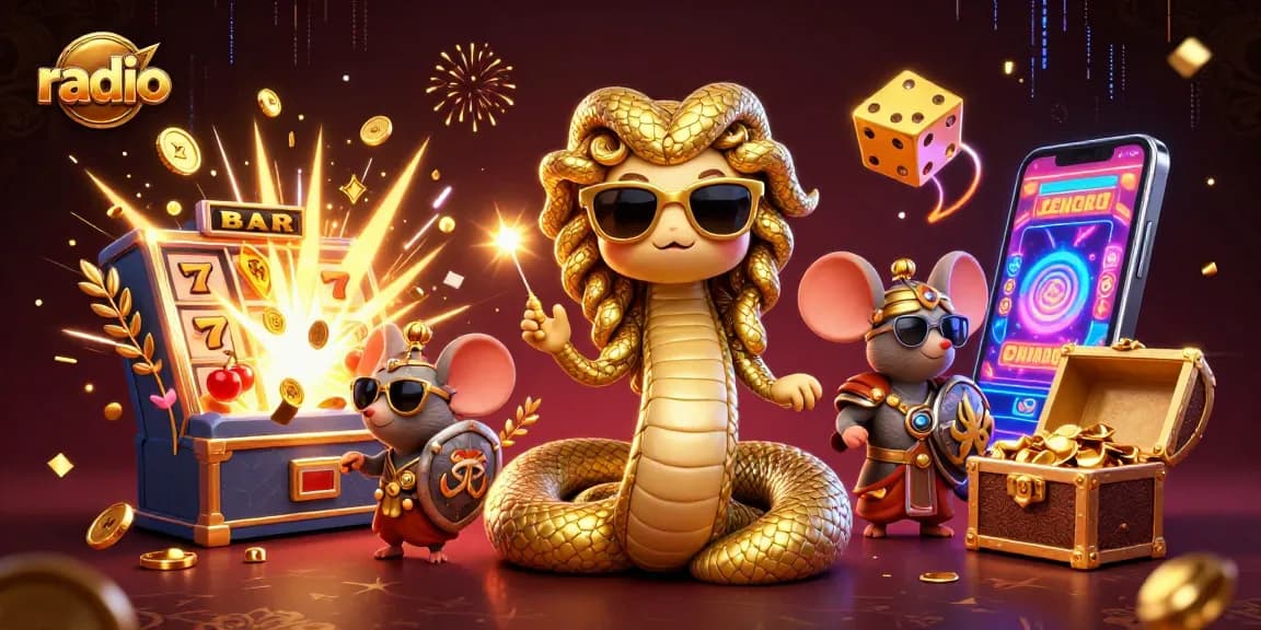 Experience thrilling gameplay with radio-themed casino elements in this vibrant illustration.