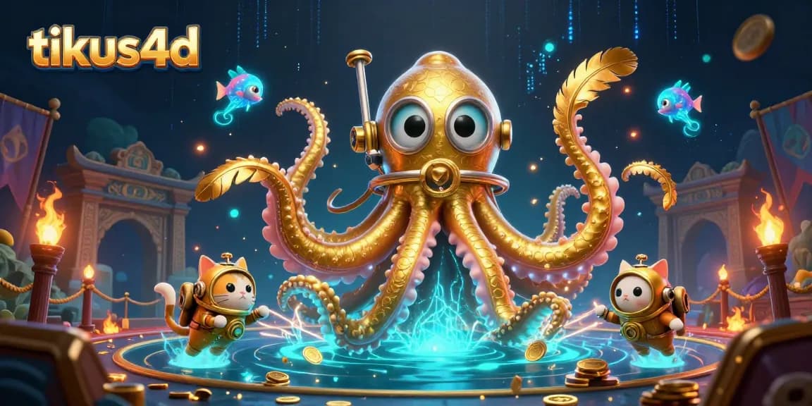Tikus4d immerses in thrilling gambling dynamics with a colossal kraken and bioluminescent fish.