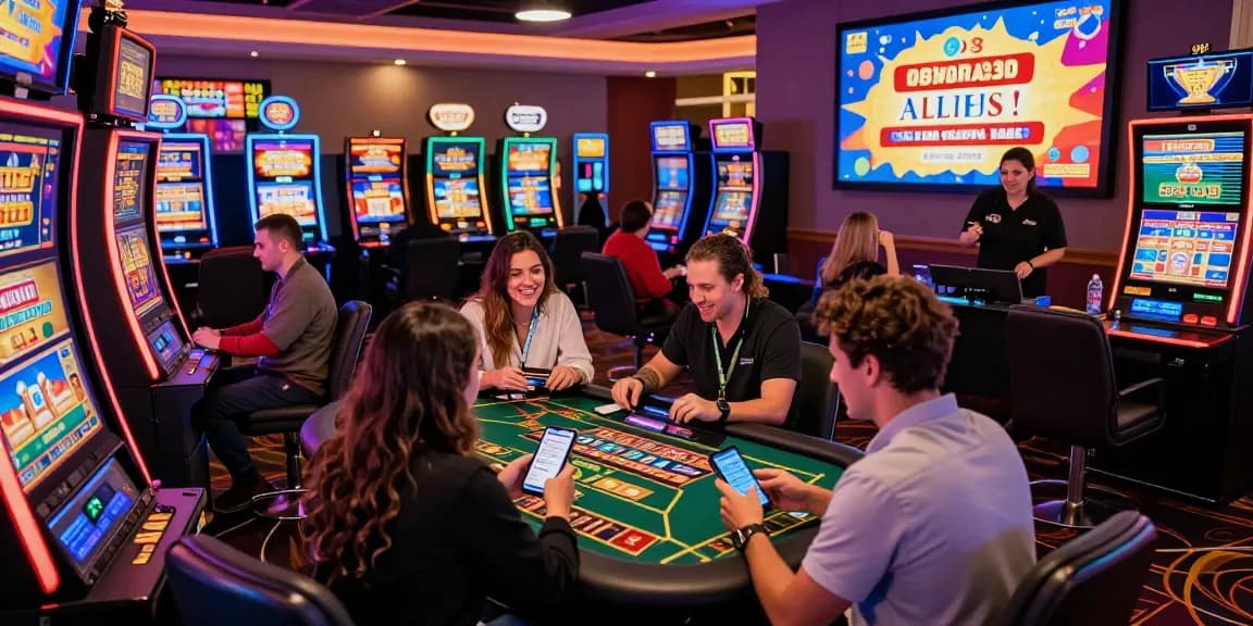 Dynamic scene of players enjoying online casinos that accept credit cards, showcasing vibrant gaming action and engaging atmosphere.