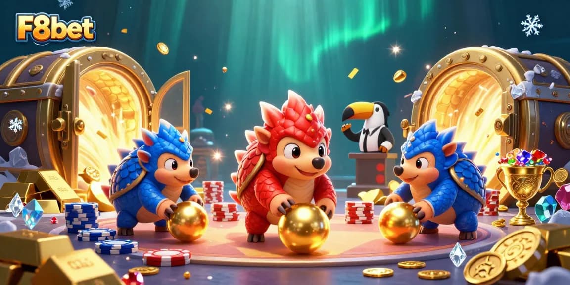Experience thrilling gameplay with F8bet as rival pangolins dive through golden chips and treasures.