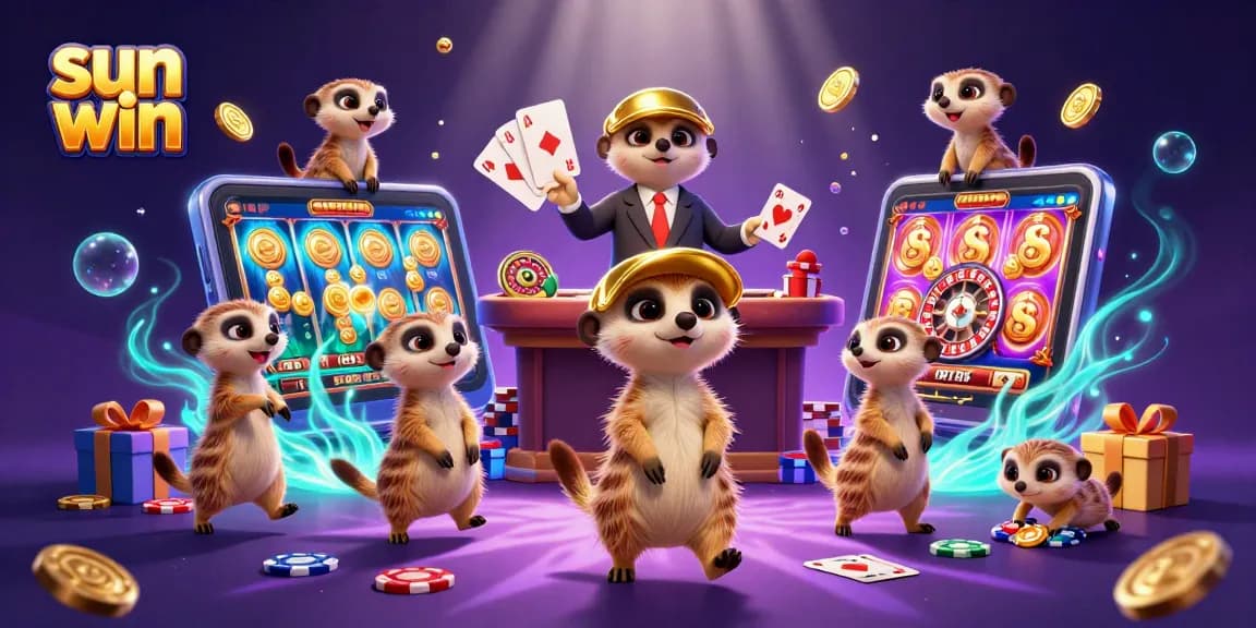 Experience the thrill of sun win with meerkats running a vibrant casino, featuring dynamic slot games and colorful winnings.