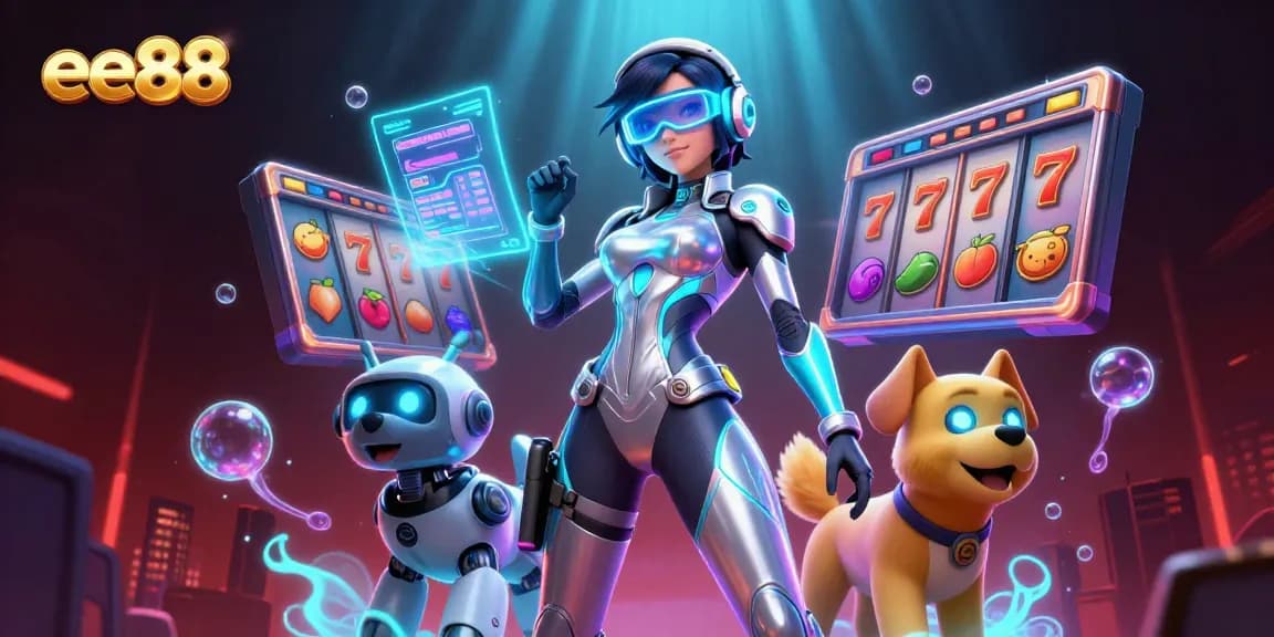 Experience the excitement of ee88 with slots and casino elements in a vibrant 3D digital illustration.