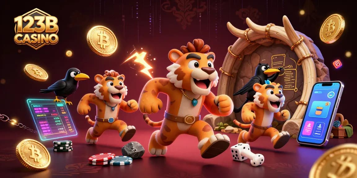 Experience the excitement of 123B CASINO with dynamic gaming elements in a vivid 3D illustration.
