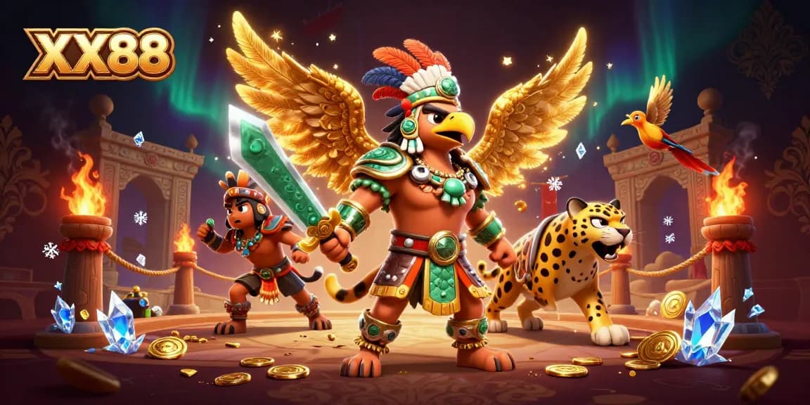 Engage with the dynamic world of XX88 casino featuring Aztec warriors and thrilling gambling elements.