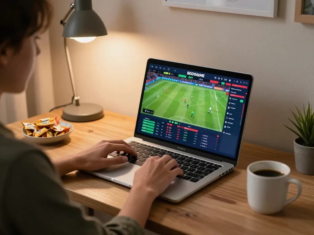 Socolive interface displayed during an online sports betting session in an inviting home office environment