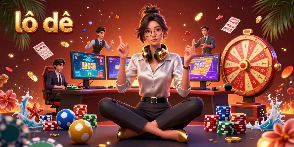 Experience the thrill of lô đề as players engage with vivid game elements in a dynamic lottery scene.