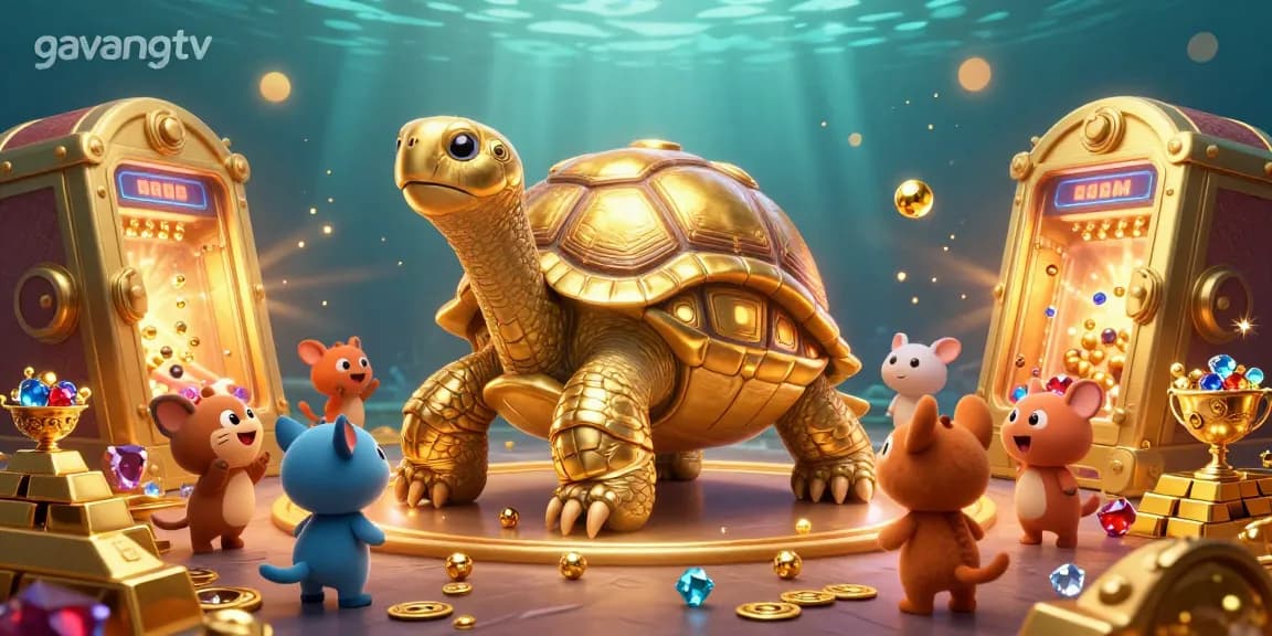 Experience thrilling action with gavangtv's vibrant 3D casino illustration showcasing golden treasures.