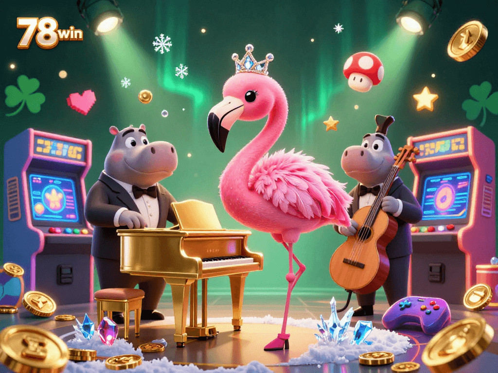 Engage in thrilling gameplay at 78win featuring vibrant casino elements and colorful character interactions.