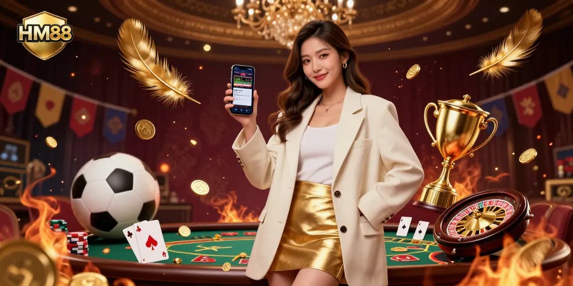 Bet on HM88 with vibrant casino elements featuring sports betting app and engaging gameplay.