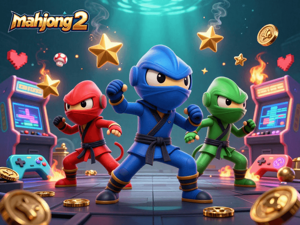 Experience thrilling mahjong 2 action with colorful characters and dynamic gaming elements in this vibrant scene.