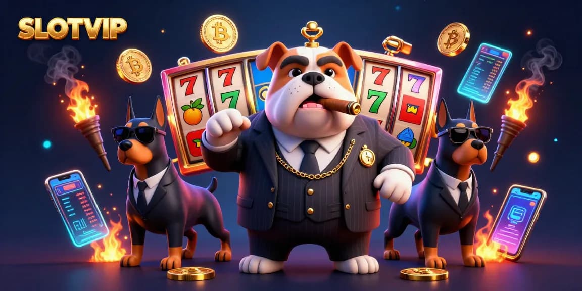 Experience thrilling slots and jackpots with SLOTVIP's vibrant 3D cartoon casino scene.