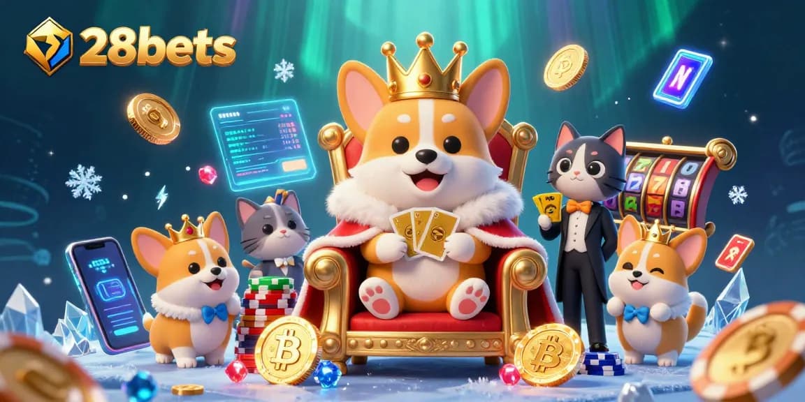 Immerse in the vibrant world of 28bets with luxury poker elements and vibrant coins flying around.