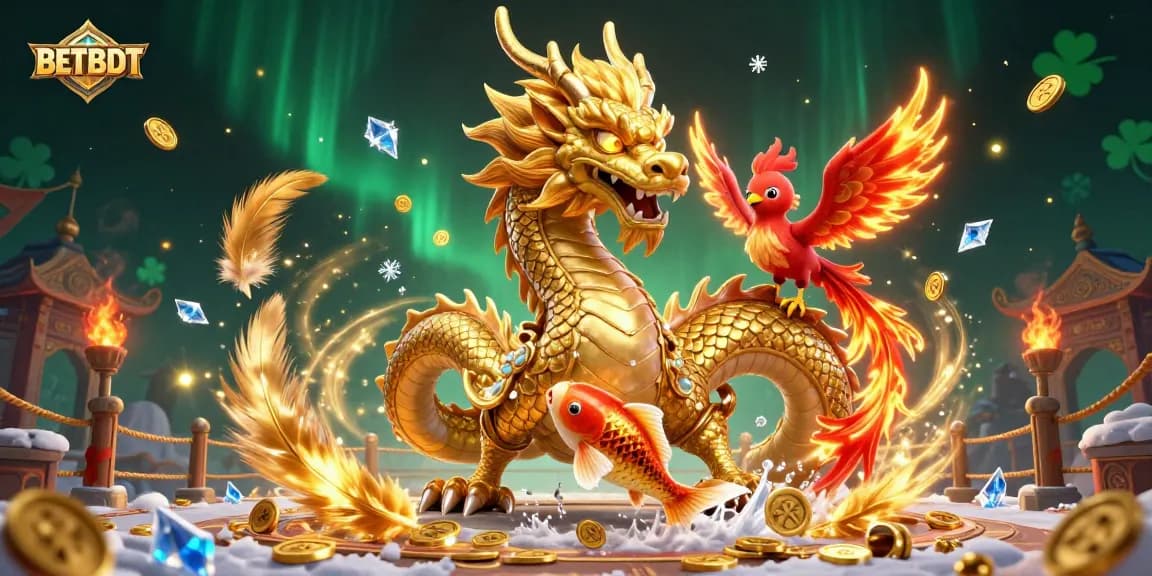 Engage in thrilling gameplay at BETBDT with a vibrant 3D fantasy scene featuring iconic gambling symbols.