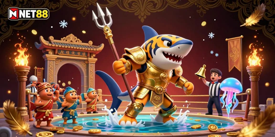 Experience exhilarating wins with NET88 in a dynamic underwater gladiatorial scene.