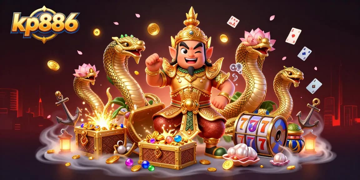 Spin the reels with kp886’s Thai guardian and lucky symbols in a vibrant casino world!
