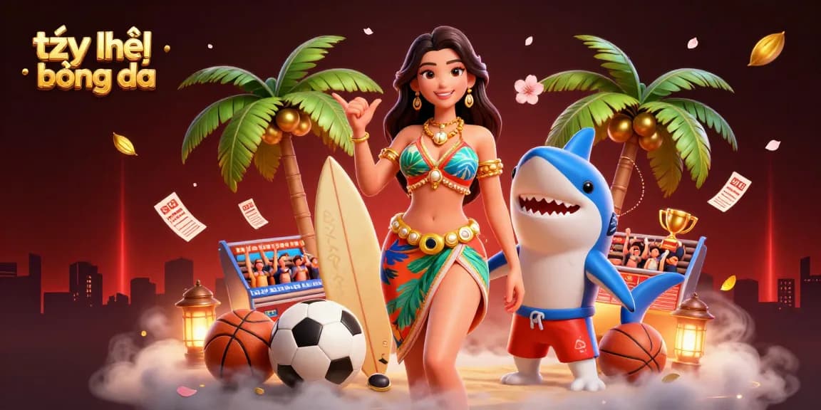 A dynamic scene showcasing tỷ lệ bóng đá with sports elements like trophies and betting slips to enhance the gambling excitement.