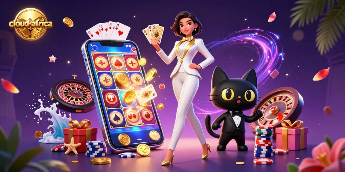Spin the reels with cloud-africa’s vibrant slots showcasing golden coins and lively cards.