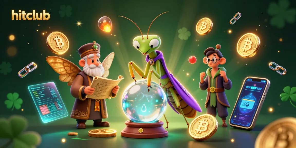 Join hitclub for thrilling crypto gaming with a vibrant scene of fortune tellers and ancient scrolls.