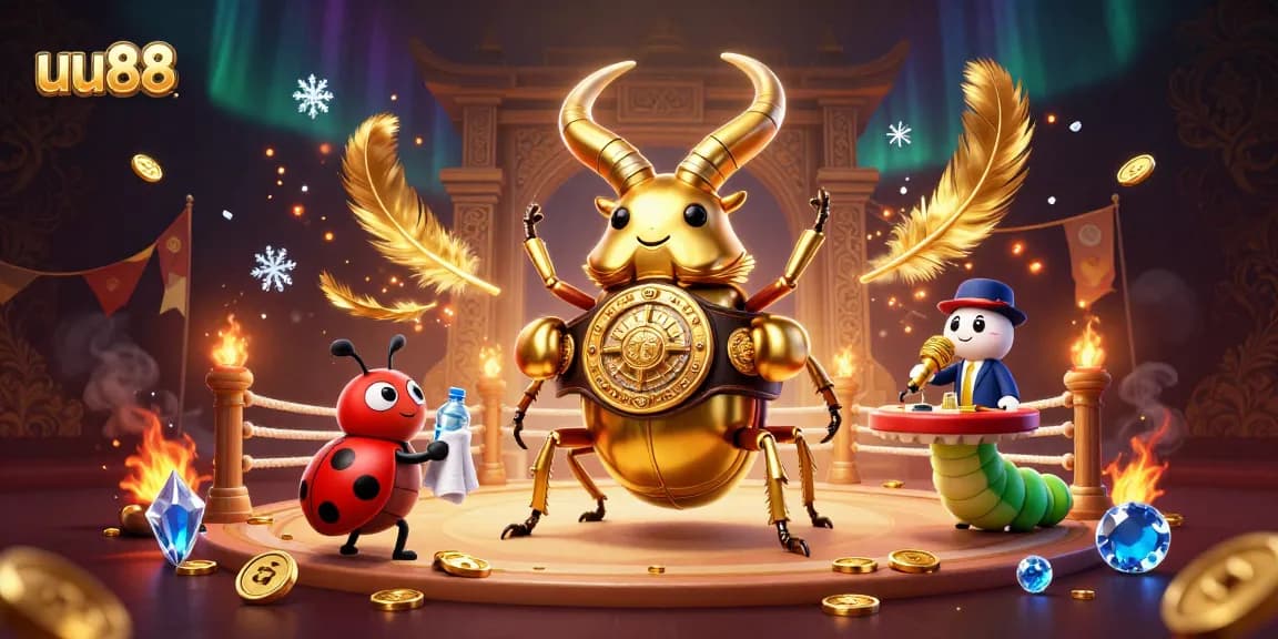 Experience thrilling action at uu88 with vibrant 3D illustration featuring iconic characters and gambling elements.