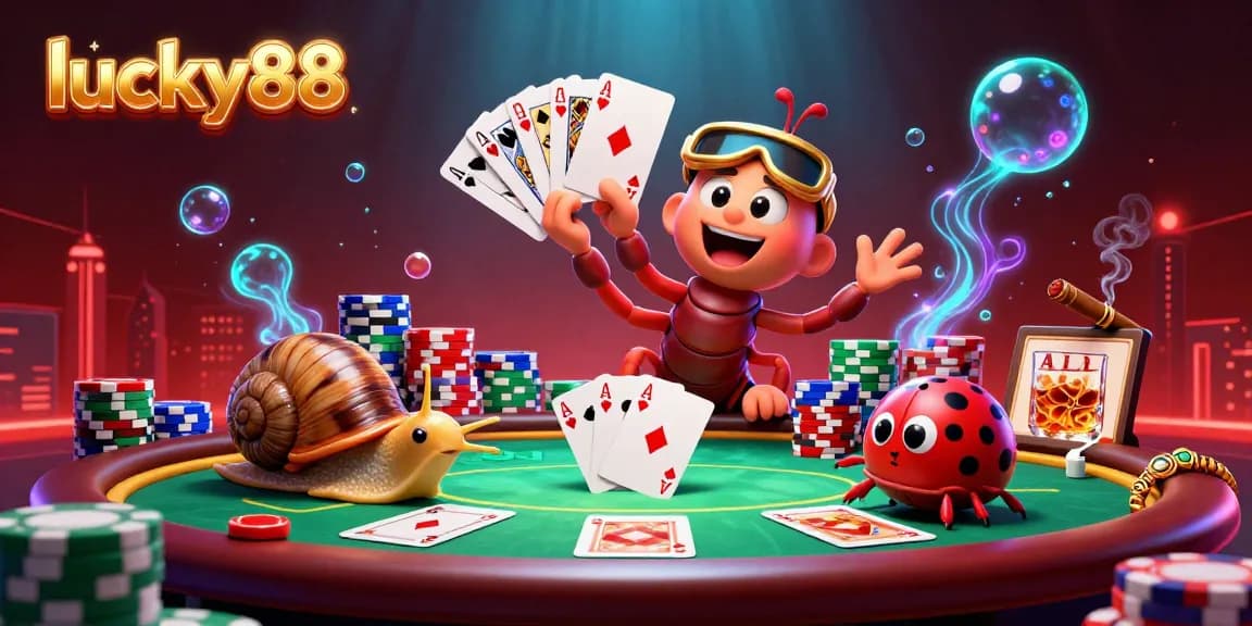 Experience the lucky88 theme with dynamic 3D casino characters and vibrant gaming elements.