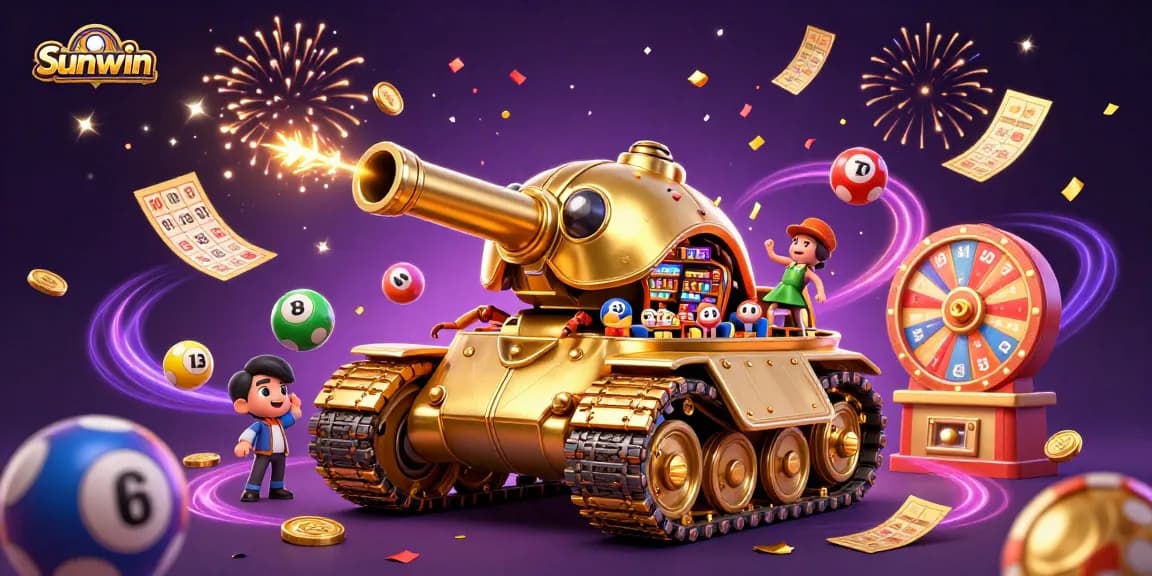 Experience thrilling jackpots at Sunwin, featuring lively gaming elements and vibrant energy.