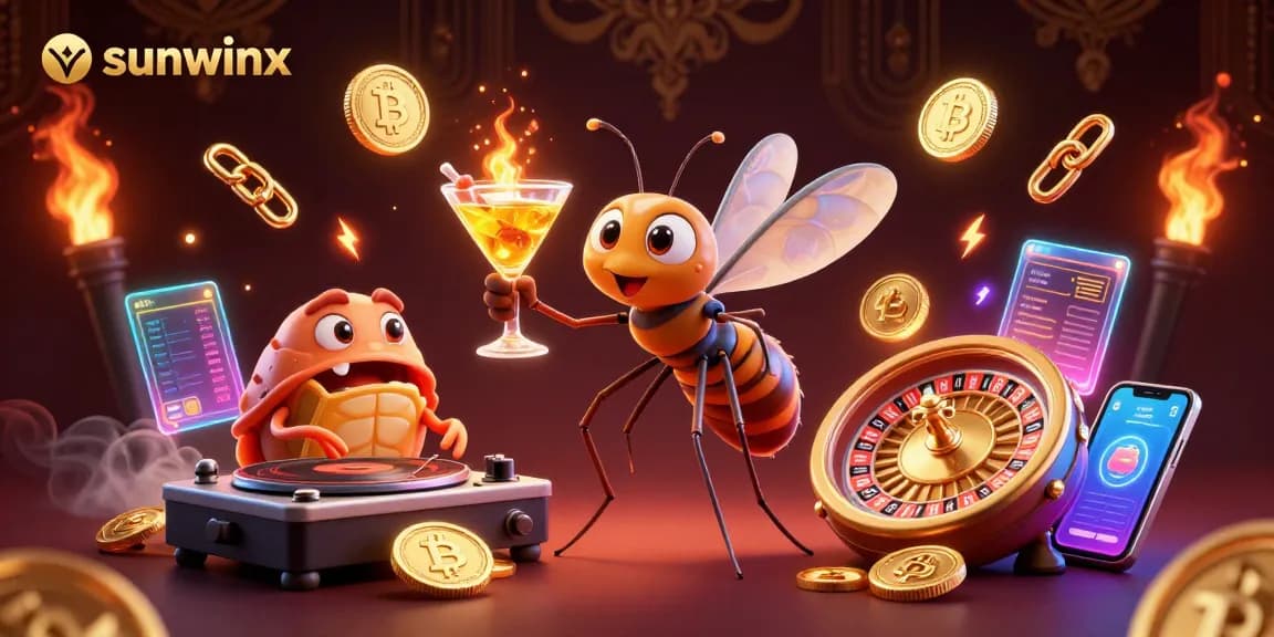 Experience the thrilling sunwinx casino with vibrant characters and crypto elements in action.