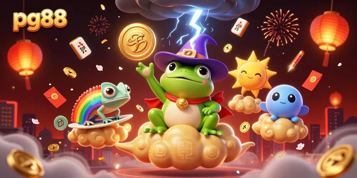 Join the excitement at pg88 as the weather wizard frog unleashes a storm of golden coins!